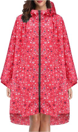 Generic Teen Raincoat, Unisex Rain with Pockets, Fashion Jacket for Adults, Coat with Hood, Partner Umbrella, red, One size