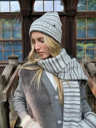 Jocelyn Womens Stripe Scarf In Grey