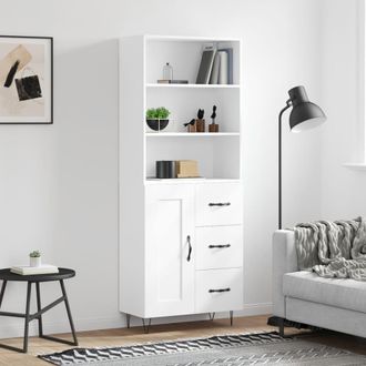 vidaXL Vidaxl - Aparador Alto Madera Contrachapada Blanco 69,5x34x180 Cm