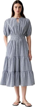 Barbour Ashwell Midi Jurk - Dames - Casual kleedjes - Blauw - L - Katoen - Kleedjes