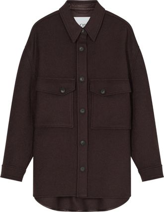 Closed Brown Boxy Collar Cotton-Blend Jacket