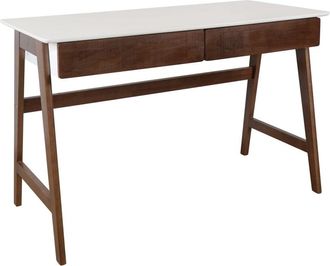 Sweeek Escritorio con efecto madera con 2 cajones, 120 cm, nogal