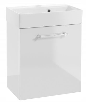 OEM Mueble De Ba&ntilde;o Suspendido Con Lavabo De 60x50 Cm. Blanco Brillante, Tirador Cromado. Elara