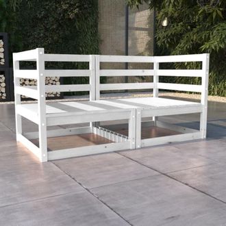 vidaXL Divano da Giardino a 2 Posti Bianco in Legno Massello di Pino - Vidaxl