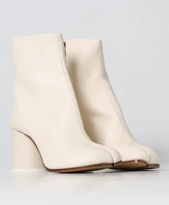 Maison Margiela Womens White Leather Ankle Boots