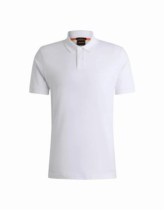 HUGO BOSS Mens Passenger Embroidered Logo White Polo Shirt - Size: 36