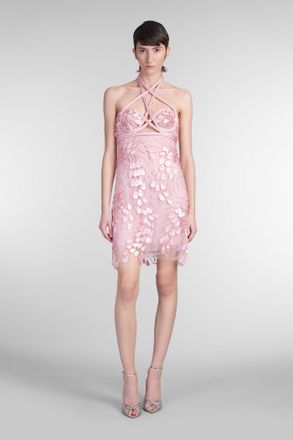 Costarellos Callula Mini Dress In Rose-pink Polyamide