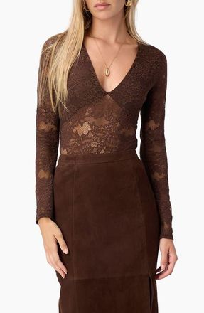 Cami NYC Nami Lace Bodysuit in Sable at Nordstrom, Size Xx-Small