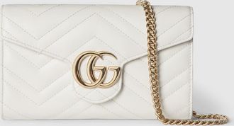 Gucci GG Marmont Wallet On Chain, White, Leather