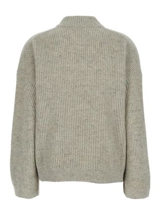 Brunello Cucinelli Womens Turtleneck Cashmere Sweater Grey Tops Top