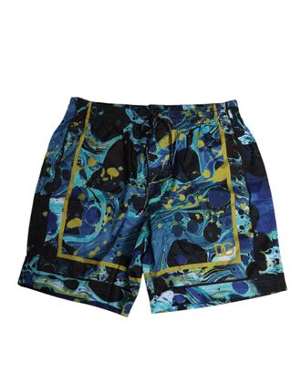 Dolce & Gabbana Blue Marble Print Logo Men Boxer Short Swimwear Polyester Blend