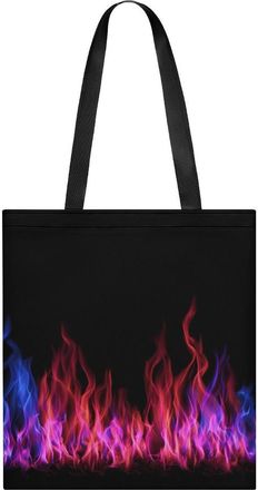 Generic Blue And Red Fire Flame Tote Bag for Women Men Shoulder Bags Purses Pouch Handbags