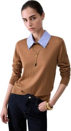 Liu Jo Truien & Vesten, Dames, Bruin, S, Wol, Maglia Chiusa Colletto Popelin