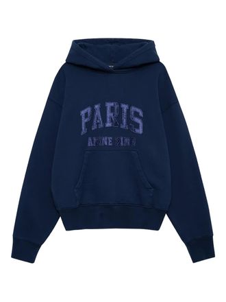 Anine Bing Debbie appliqu&eacute;-detail hoodie - women - Cotton - M - Blue