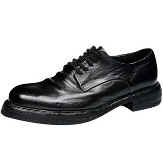 Generic Mens Low Block Heel Vintage Oxfords Lace Up Formal Shoes Round Toe Patent Leather Wedding Party Prom Shoes,Black,5 UK