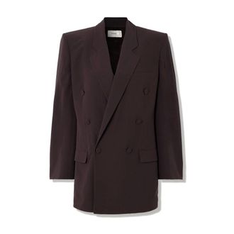 Saint Laurent Blazers, male, Brown, Size: M Brown Silk Blazer Classic Style