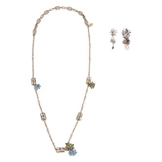 Max Mara Necklaces, female, Multicolor, Size: ONE SIZE Flower and Crystal Necklace Set