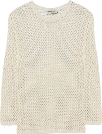 Roy Rogers Maglia girocollo in mesh di cotone - Dames - Ronde hals truien - Beige - M - Linnen - Truien & Vesten
