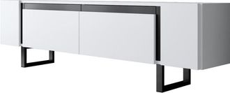Asir Group LLC Mobili TV, tavolo TV, credenza bassa Stand Bianco Nero