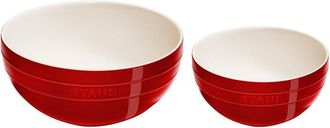 Staub Ceramic 2Pc Cherry Nested Mixing Bowl Set
