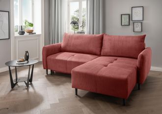 Inosign Ecksofa »Mara, L-Form, aktueller Cord Bezug und tolle Farben, schmale Armlehnen« whlw. mit Bettfunktion,Recamiere links/rechts montierbar, Breite 238c