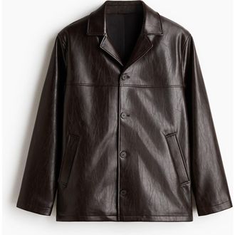 H&M Coated Jacket in Dark Brown at Nordstrom, Size Xx-Large