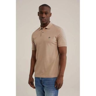 WE Fashion slim fit polo beige wood