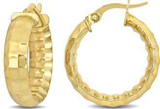 Mimi & Max 22 MM Faceted Earrings in 14K Yellow Gold