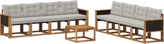 vidaXL Conjunto De Sof&aacute;s De Exterior 9 Uds. Natural Y Gris Claro Vidaxl