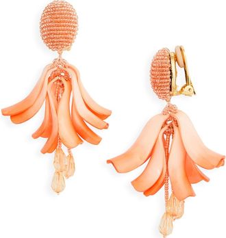 Oscar De La Renta Impatiens Petal Dangle Clip-On Earrings in Apricot at Nordstrom