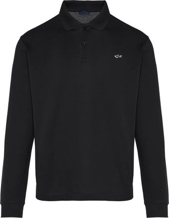 Paul & Shark Tops, Heren, Zwart, 2Xl, Katoen, Katoenen poloshirt met 2 knopen