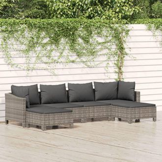 vidaXL Vidaxl - Set De Muebles De Jard&iacute;n 6 Pzas Y Cojines Rat&aacute;n Sint&eacute;tico Gris