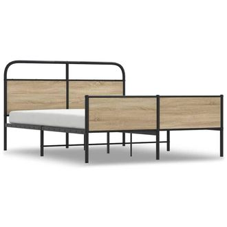 Berkfield Home Metal Bed Frame without Mattress Smoked Oak 160x200 cm in Light Brown