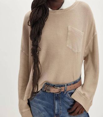 Free People Dawson Pocket Thermal Tee In Smoothe Stone