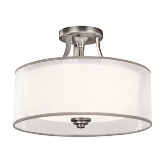 Netlighting Lacey 3 Light SemiFlush Mount Antique Pewter E27 in Grey