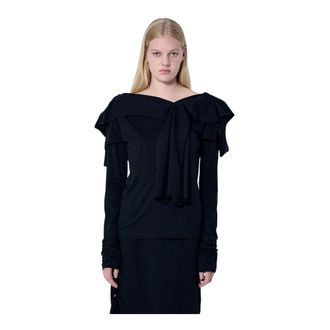Yohji Yamamoto Dames, Tops, Zwart, Maat: M Jersey
