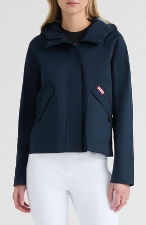 Hunter Julia Hooded Waterproof Rain Jacket in Midnight at Nordstrom, Size Large