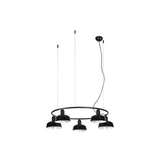 Faro Barcelona Faro Tatawin L&aacute;mpara De Techo Colgante Peque&ntilde;a, Negro Brillante, 5 Bombillas E27