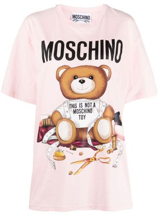 Moschino T-shirt met teddybeerprint - Roze