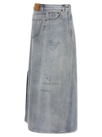 Maison Margiela Blue Cotton Mini Womens Skirt