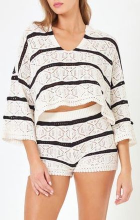 L*Space Diamond Eyes Stripe Cover-Up Hoodie in Starcrossed Stripe at Nordstrom Rack, Size X-Small