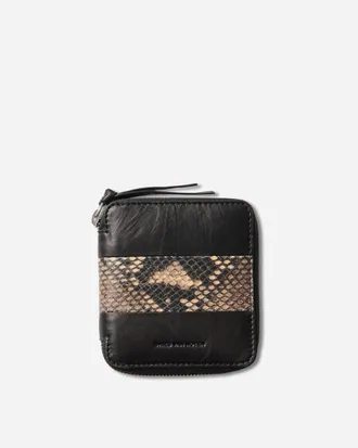 Dries Van Noten Printed Leather Zip Wallet Beige