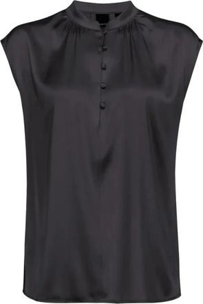 Pinko Satin Blouse Brugherio Stijl - Dames - Blouses - Zwart - S - Overhemden