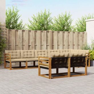 vidaXL Vidaxl Set Di Divani Da Esterno 8 Pz Naturale E Beige