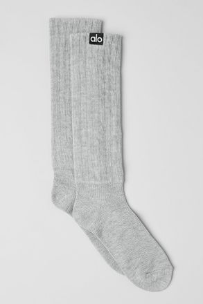 Alo | Scrunch Socks in Athletic Heather Grey, Size: Medium