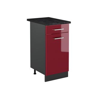 Vicco Mueble Bajo De Cocina R-line, Rojo De Alto Brillo/antracita, 40 Cm Encimera Antracita, Vicco