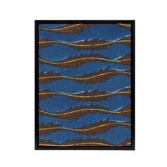 Artery8 Vintage Pattern Feathers on Blue Framed Canvas Wall Art Print Korin | Size: W24 x H32