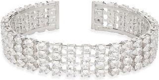 Tasha Teardrop Cubic Zirconia Three Row Cuff Bracelet in Silver/cz at Nordstrom Rack