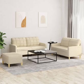 vidaXL Vidaxl - Juego De Sof&aacute;s Con Cojines 3 Piezas Tela Crema