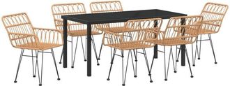 vidaXL Garden Dining Set 7 pcs Brown Poly rattan Vidaxl